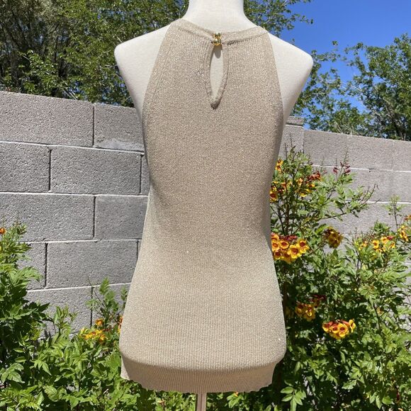 INC Gold Shimmer Tank Top Large Gold Sparkle Sheen Going Out Tank Top Large INC - Picture 7 of 15